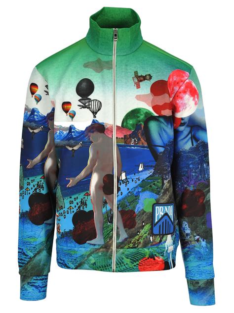 prada panorama print zipped sweatshirt|designer prada sweatshirts.